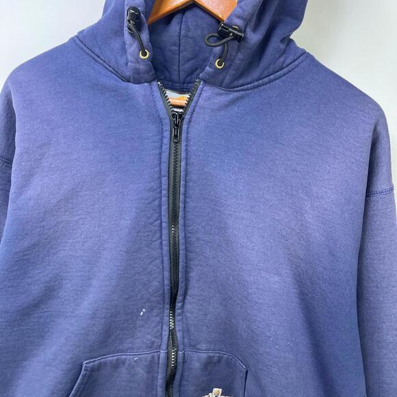 Vintage 90s Carhartt Sun Faded Zip Up Hoodie Large Thermal - Picture 3 of 11